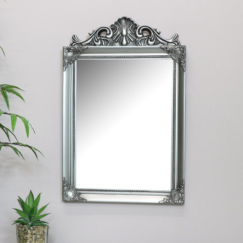 Antique Silver Wall Mirror 36Cm X 55Cm For Silver Asymmetrical Wall Mirrors (View 1 of 15)