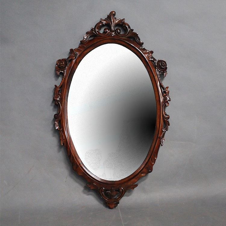 Antique Style Solid Mahogany Wood Hand Carved Bevelled Wall Mirror Intended For Wooden Oval Wall Mirrors (View 2 of 15)