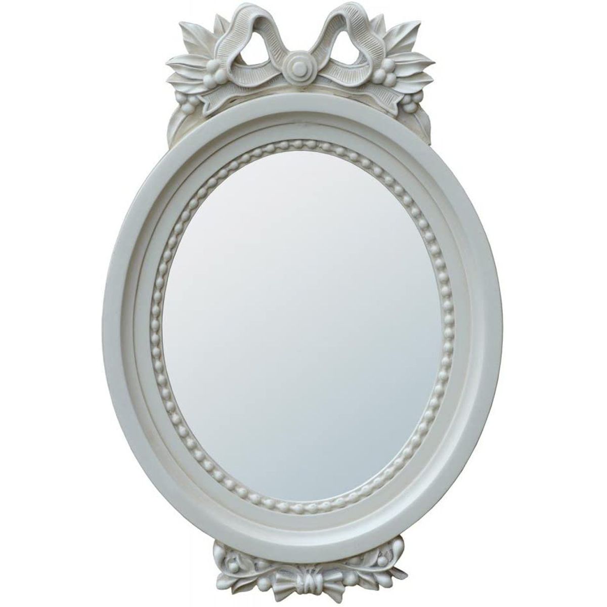 Antique Style White Floral Wall Oval Mirror – Interior Flair Within White Wall Mirrors (Photo 8 of 15)