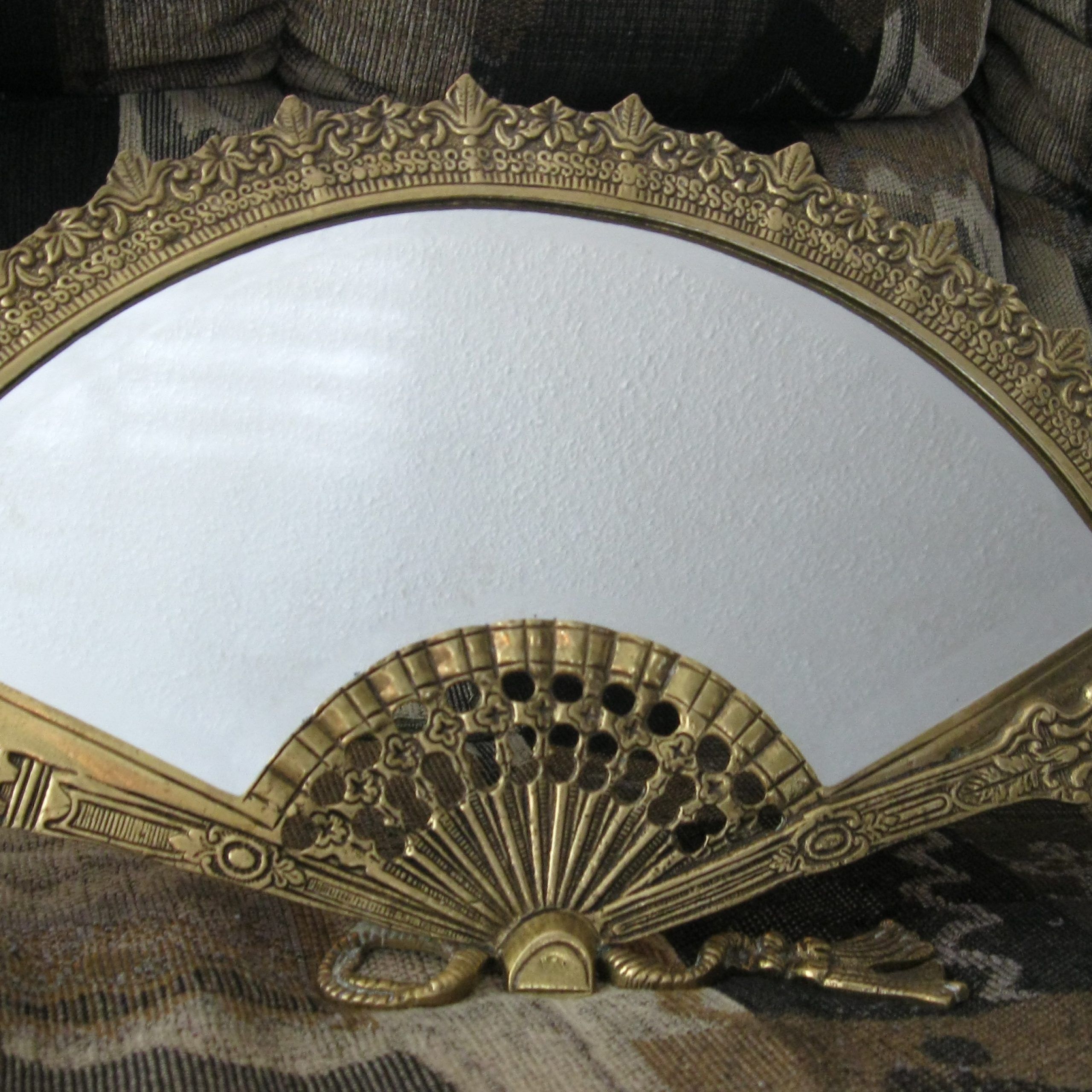 Antique Victorian Solid Brass Fan Mirror Antique Appraisal | Instappraisal Intended For Antique Brass Standing Mirrors (View 3 of 15)