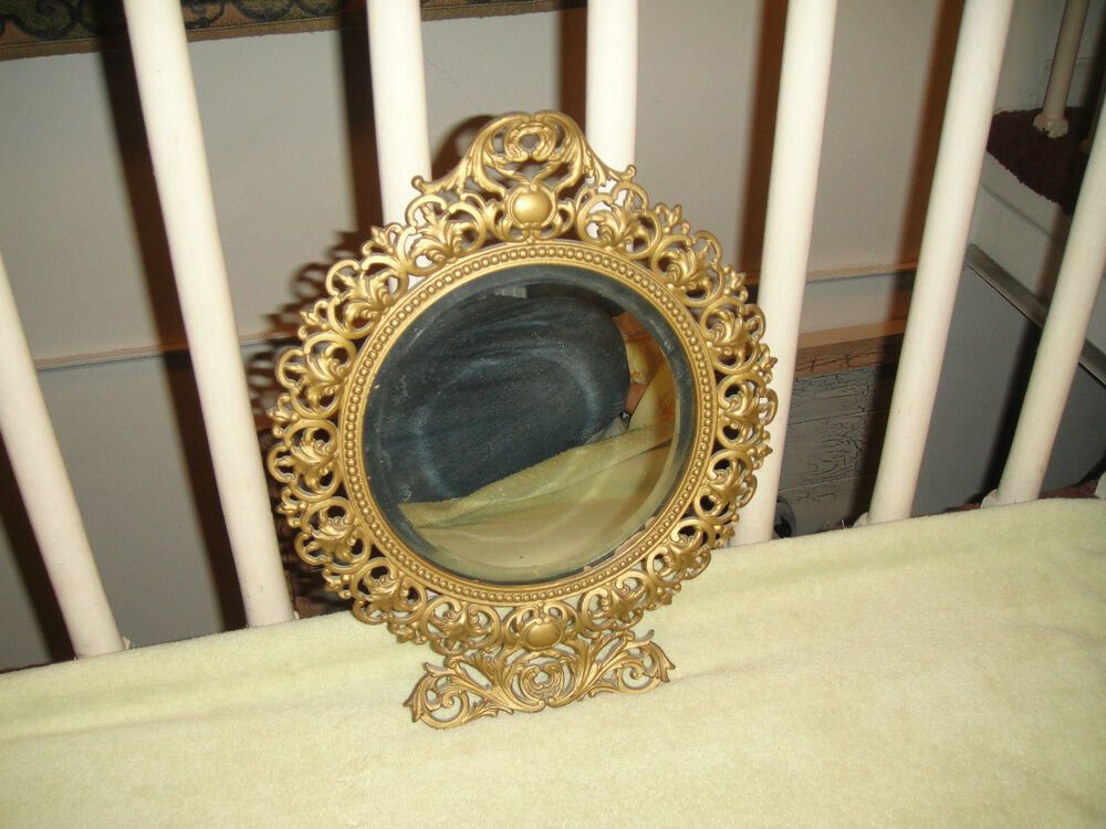 Antique Victorian Style Beveled Glass Wall Mirror Gilded Brass Frame With Antique Brass Wall Mirrors (View 5 of 15)