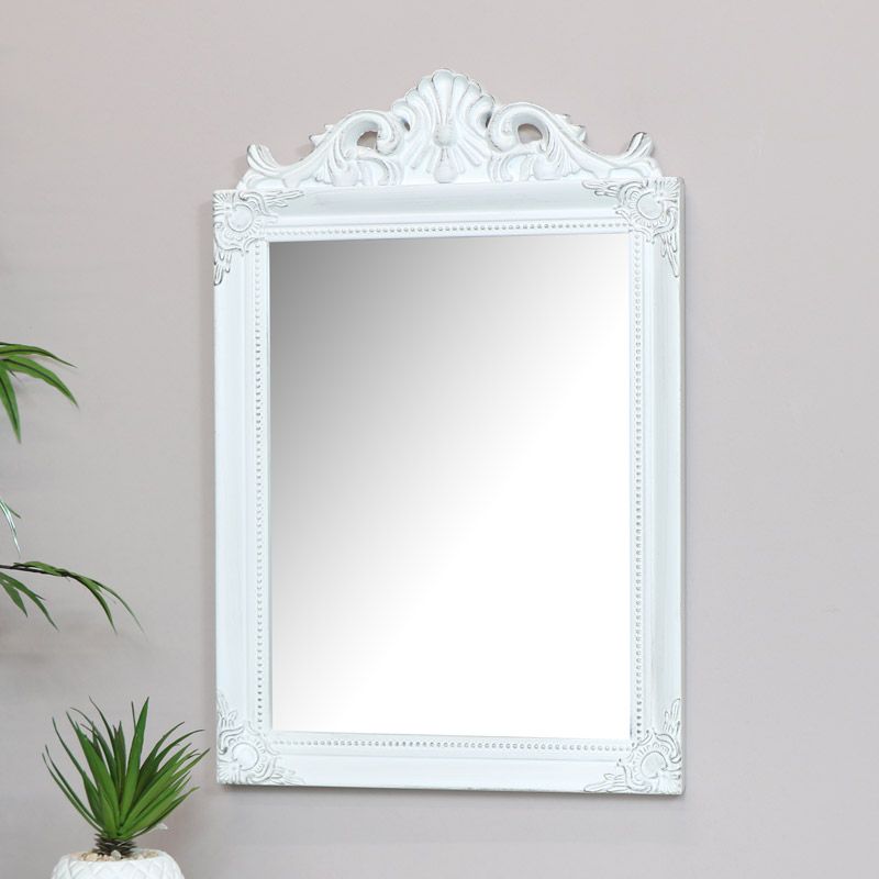 Antique White Wall Mirror 36Cm X 55Cm Inside White Wall Mirrors (Photo 13 of 15)