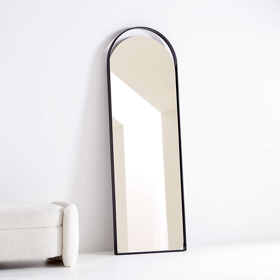 Aosta Black Arch Cutout Floor Mirror + Reviews | Crate And Barrel In Matte Black Arch Top Mirrors (View 2 of 15)