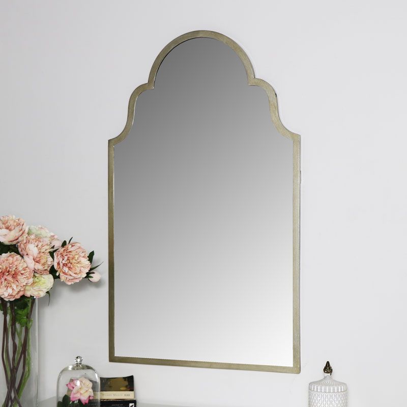 Arched Antique Silver Wall Mirror 61Cm X 101Cm – Windsor Browne Throughout Silver Arch Mirrors (View 6 of 15)