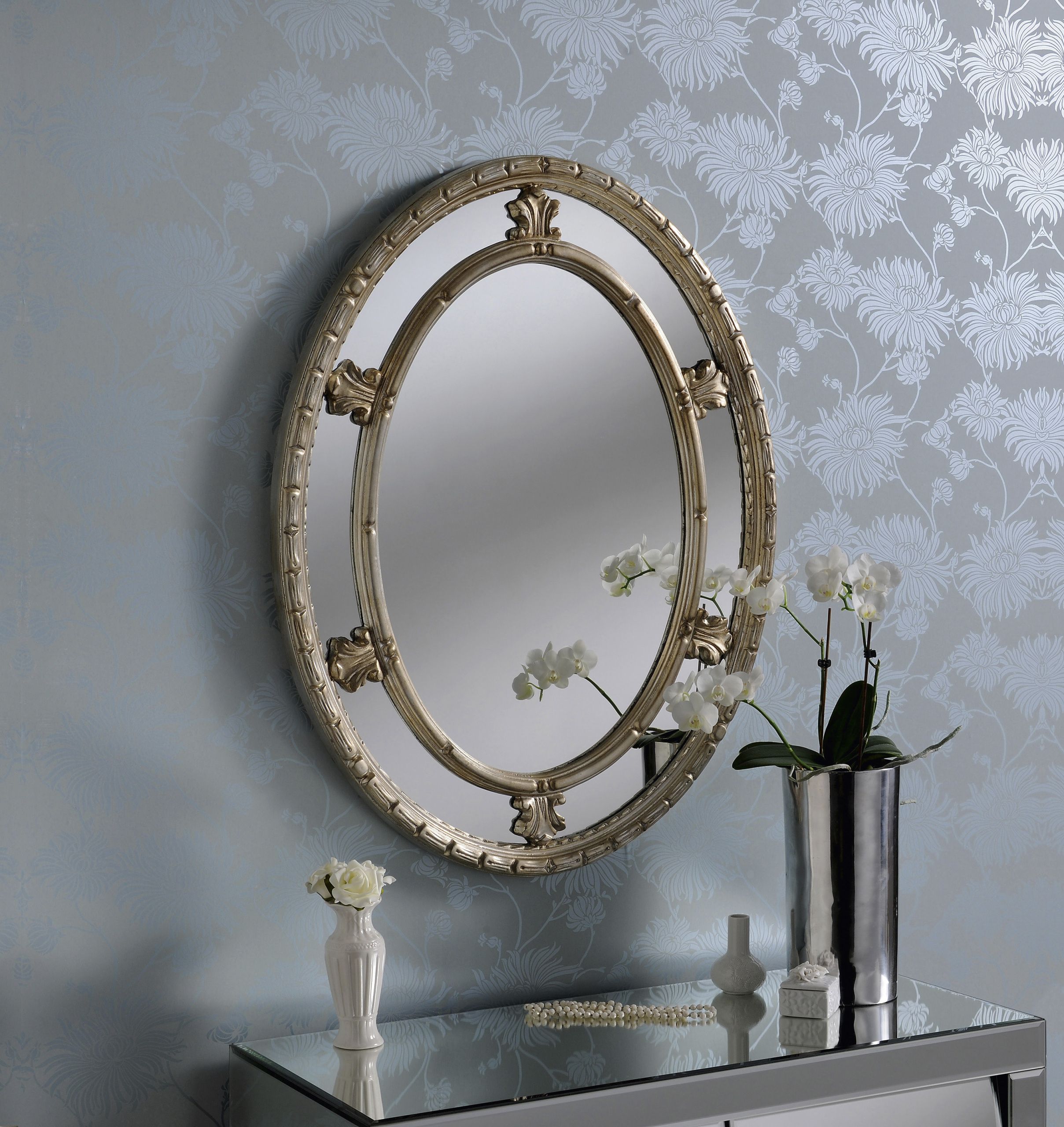 Art73 Gold Decorative Large Oval Wall Mirror Overmantle Hallway Or Regarding Oval Wide Lip Wall Mirrors (View 1 of 15)
