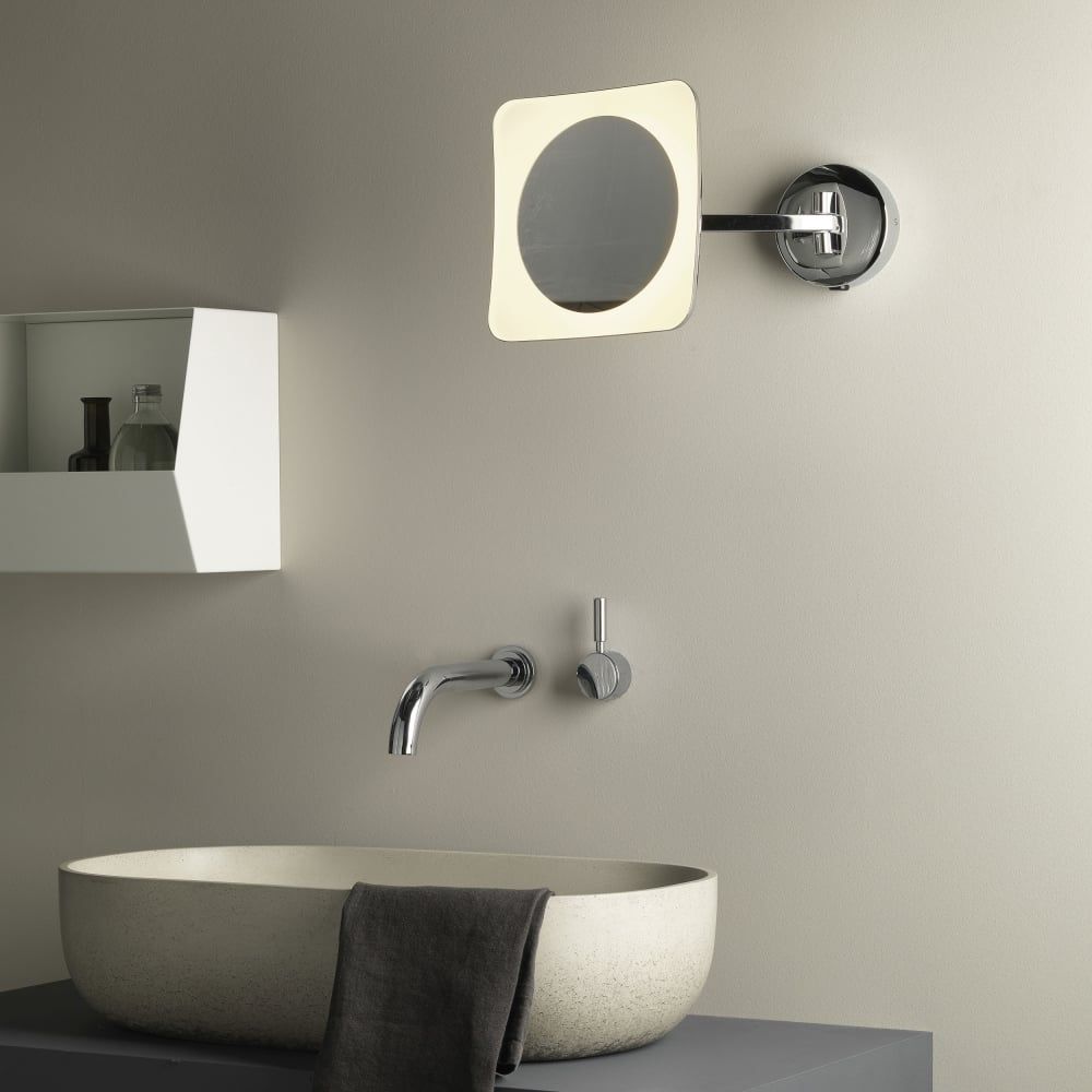 Astro 7968 Mascali Square Led Illuminated Magnifying Mirror Throughout Edge Lit Square Led Wall Mirrors (View 7 of 15)