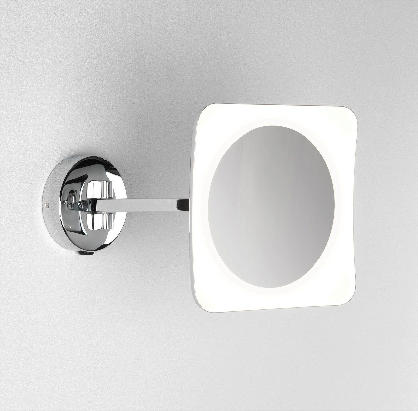 Astro Lighting – Mascali Square Led 1373003 (7968) – Ip44 Polished Inside Polished Chrome Tilt Wall Mirrors (View 10 of 15)