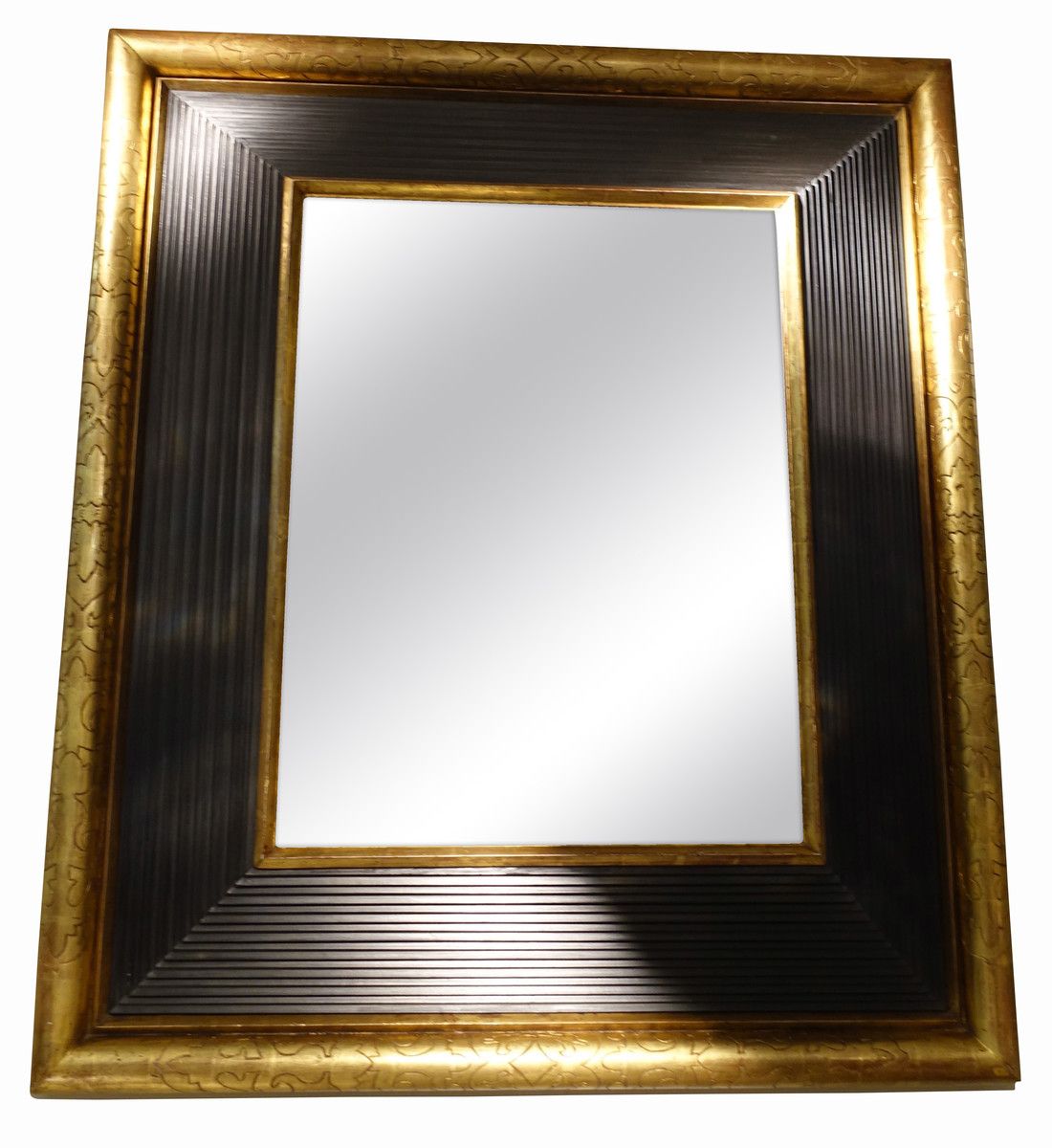 Balsamo Antiques | 1850C French Gold / Black Framed Mirror With Antique Gold Etched Wall Mirrors (View 15 of 15)