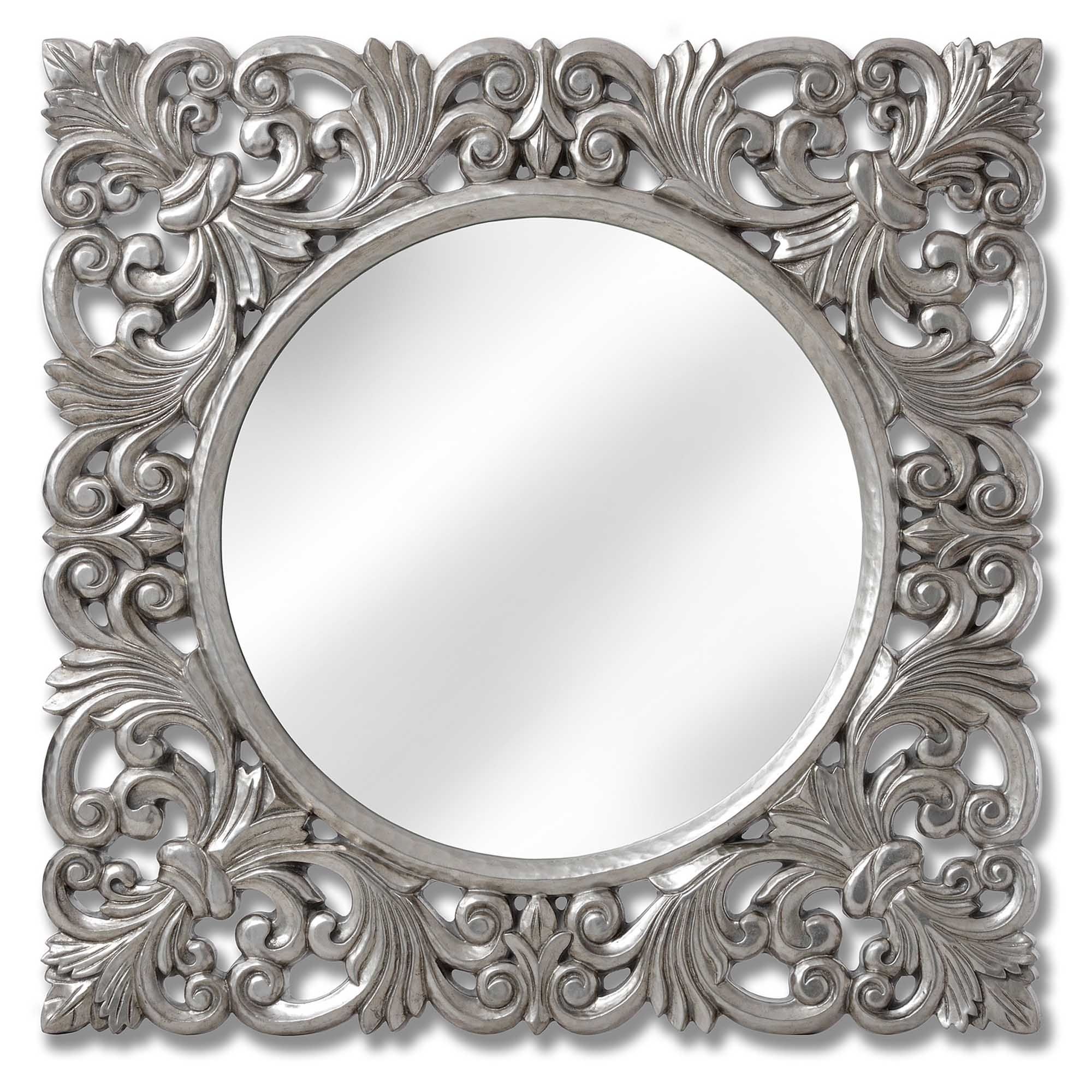 Baroque Antique French Style Silver Wall Mirror | Homesdirect365 In Silver Quatrefoil Wall Mirrors (View 4 of 15)