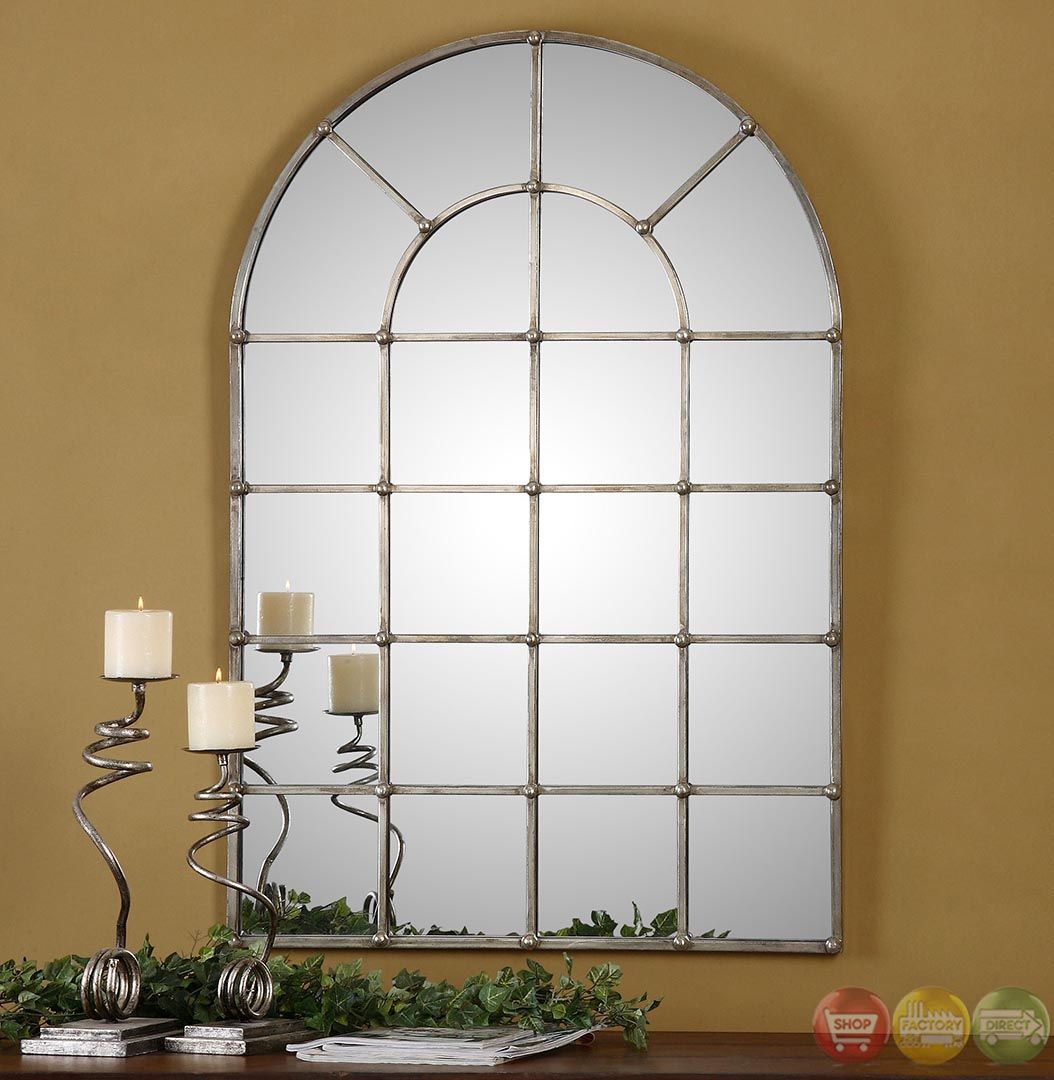 Barwell Arch Contemporary Oxidized Plated Silver Arch Window Mirror 12875 With Regard To Silver Arch Mirrors (View 14 of 15)