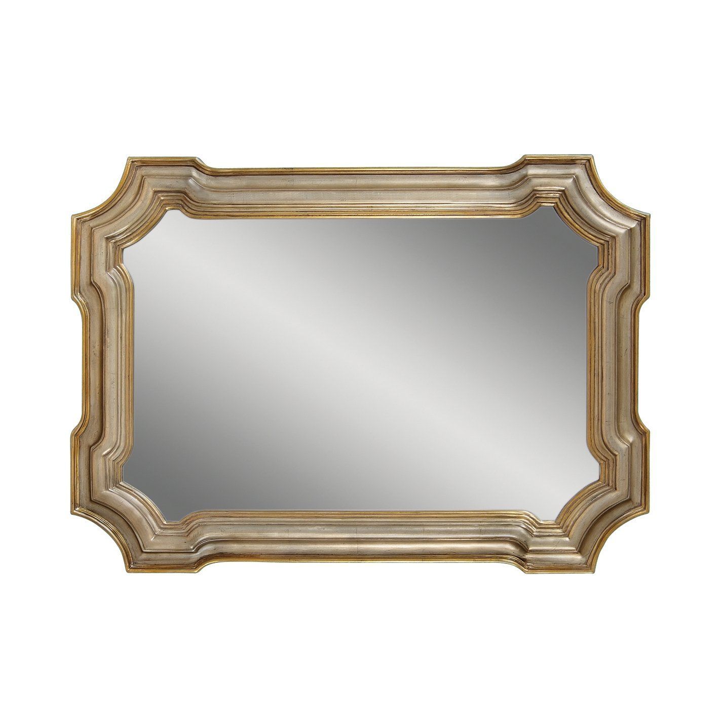 Bassett Mirror M2804 Gold Silver Leaf Shaped Rectangle Decorative Pertaining To Gold Leaf Floor Mirrors (View 2 of 15)