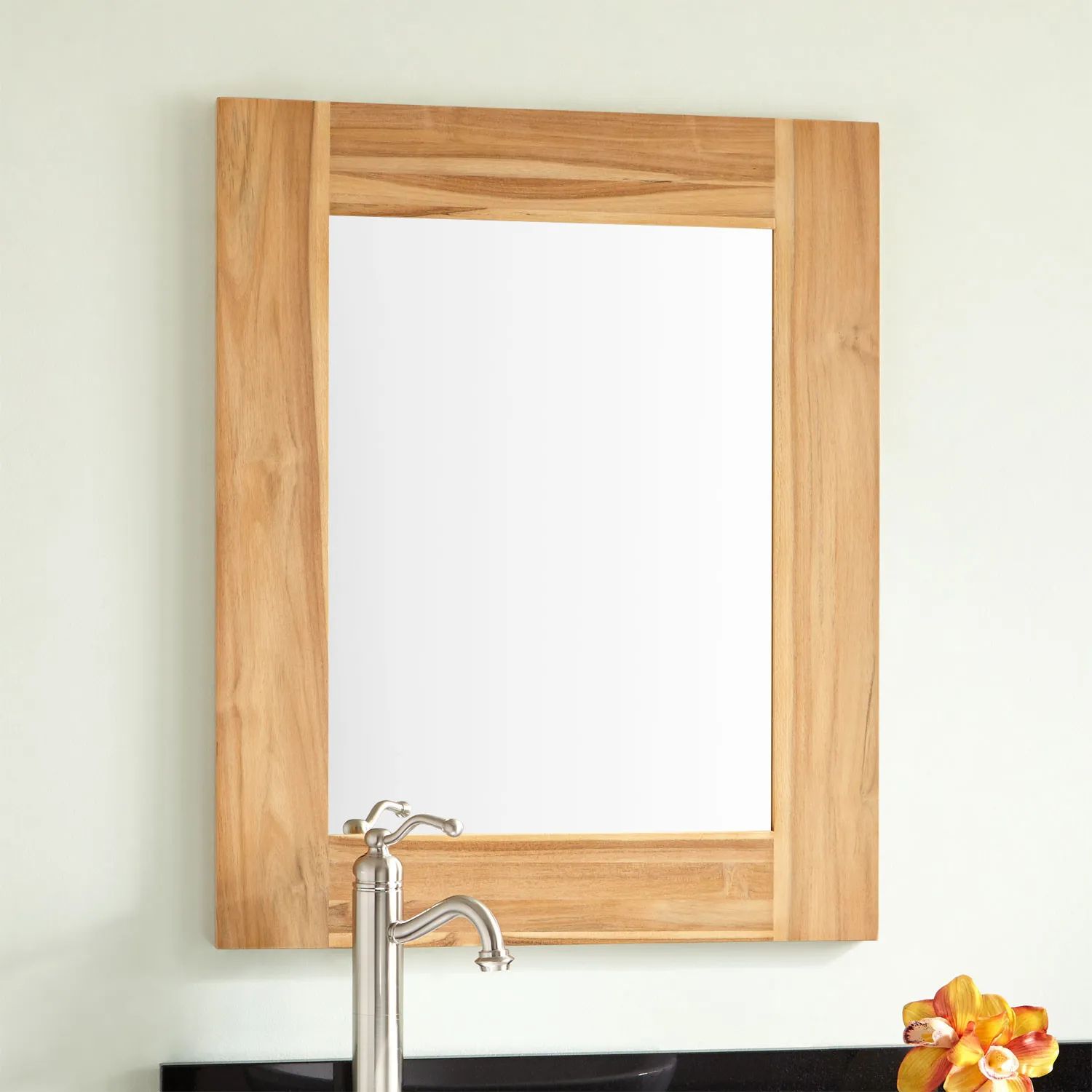 Bastian Teak Vanity Mirror – Natural Teak – Bathroom Mirrors – Bathroom In Natural Wood Grain Vanity Mirrors (View 8 of 15)