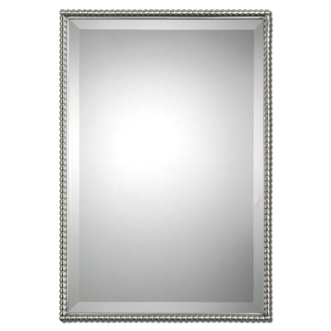 Beaded Beveled Mirror – Rectangular | Brushed Nickel Mirror Throughout Brushed Gold Rectangular Framed Wall Mirrors (View 10 of 15)
