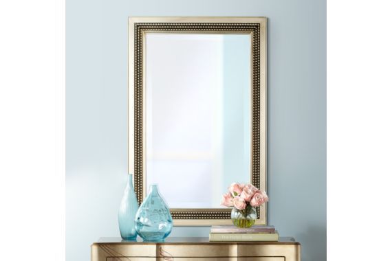 Beaded Frame Silver Leaf Finished Wall Mirror – #Eu26264 – Euro Style With Regard To Glam Silver Leaf Beaded Wall Mirrors (View 14 of 15)