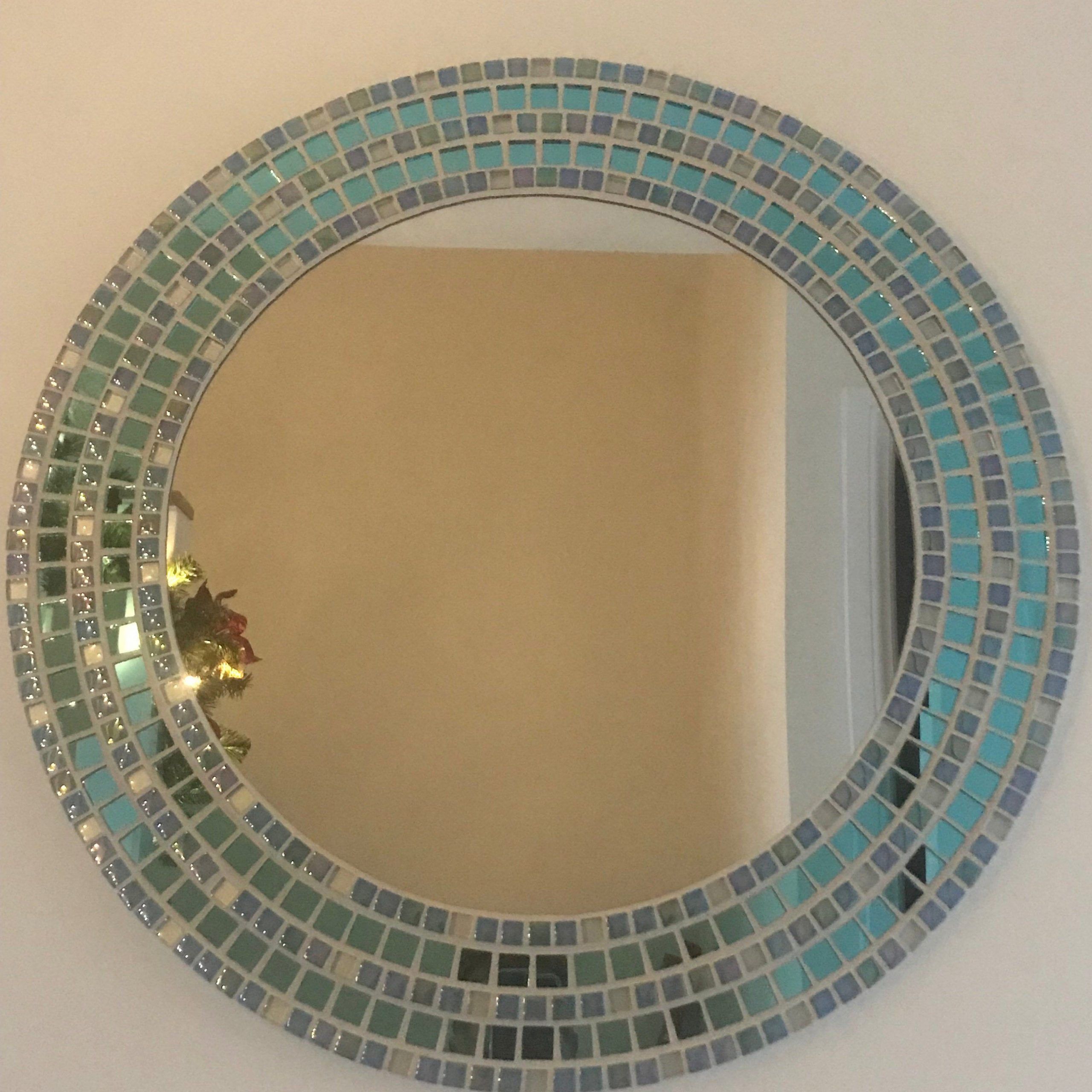 Beautiful Handmade Mosaic Mirror Bevelled Edge Glass Gold | Etsy Intended For Rounded Cut Edge Wall Mirrors (View 2 of 15)