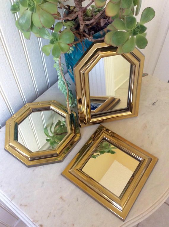 Beautiful Vintage Set Of Three Different Shaped Wall Mirrors (View 15 of 15)