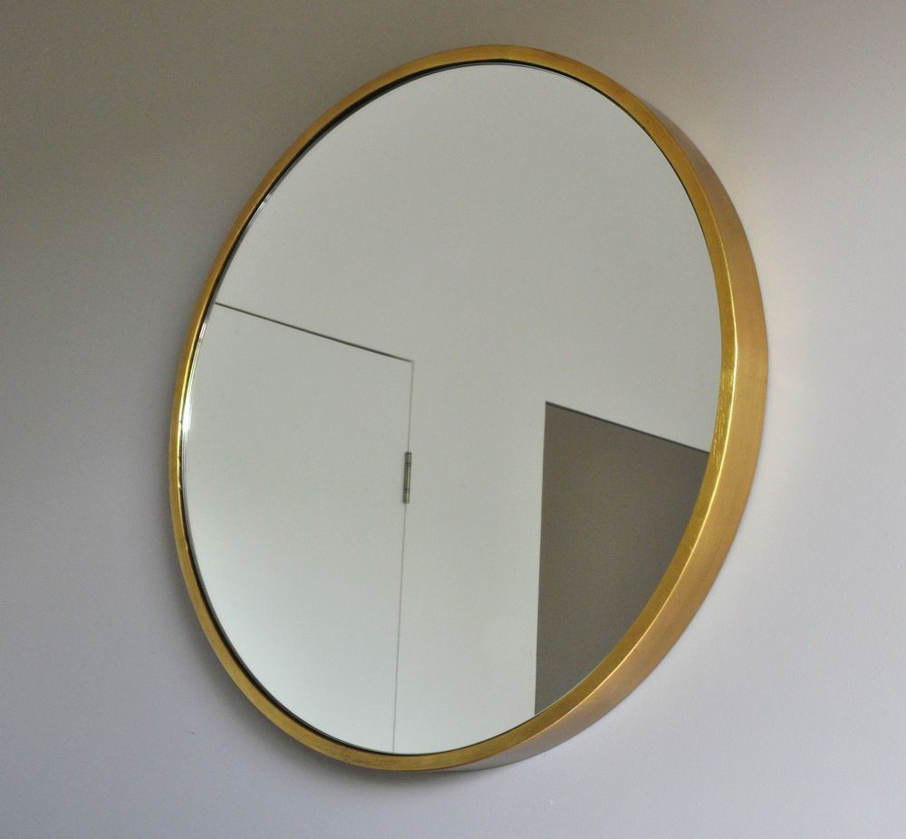 "Bellissimo" Round Wall Mirror Brass Gold Art Deco Modern Circle Powder Inside Antique Gold Cut Edge Wall Mirrors (View 7 of 15)