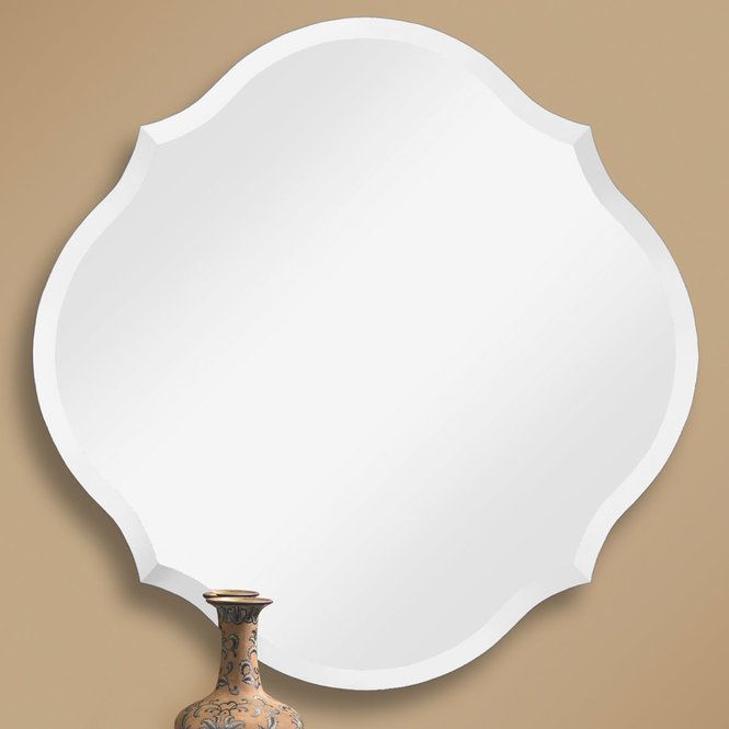 Beveled Scalloped Edge Frameless Mirror Mirror | Frameless Mirror Intended For Polygonal Scalloped Frameless Wall Mirrors (View 11 of 15)