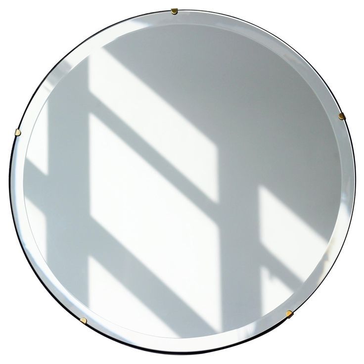 Beveled Silver Orbis Round Mirror Frameless With Brass Clips In 2020 Within Round Frameless Beveled Mirrors (View 4 of 15)