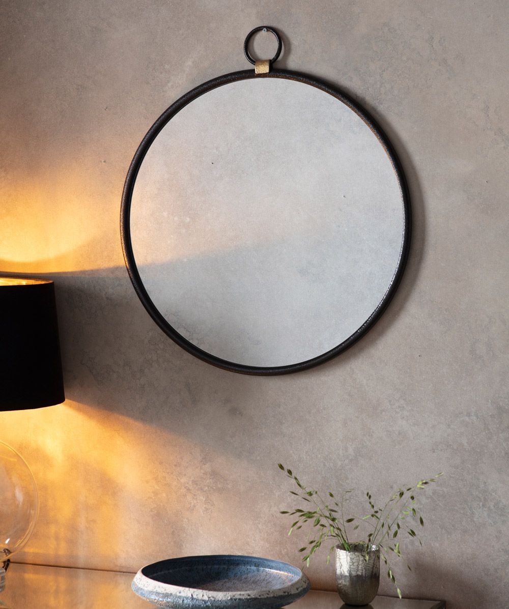 Bisque Black Round Wall Mirror 70Cm X 61Cm | Luxe Mirrors With Regard To Black Wall Mirrors (View 5 of 15)