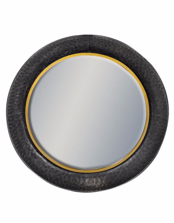 Black And Bronze Large Round Lincoln Wall Mirror With Midnight Black Round Wall Mirrors (View 2 of 15)