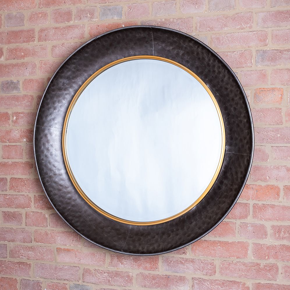 Black & Bronze Round Wall Mirror Large | Margo & Plum In Woven Bronze Metal Wall Mirrors (View 12 of 15)
