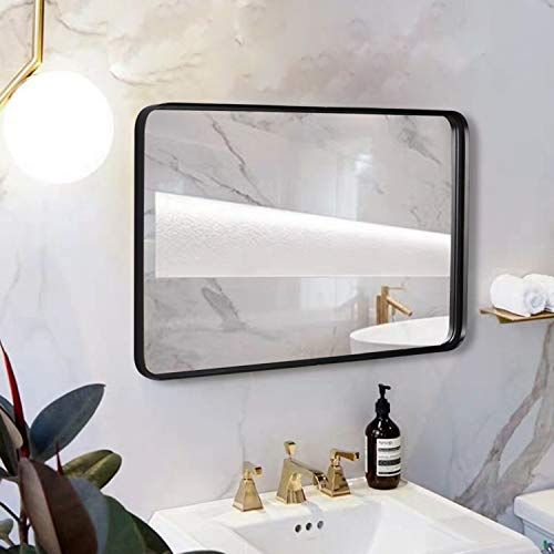 Black Wall Framed Rectangular Mirrors For Bathrooms (24"X36"), Large Throughout Modern Oversized Wall Mirrors (View 7 of 15)