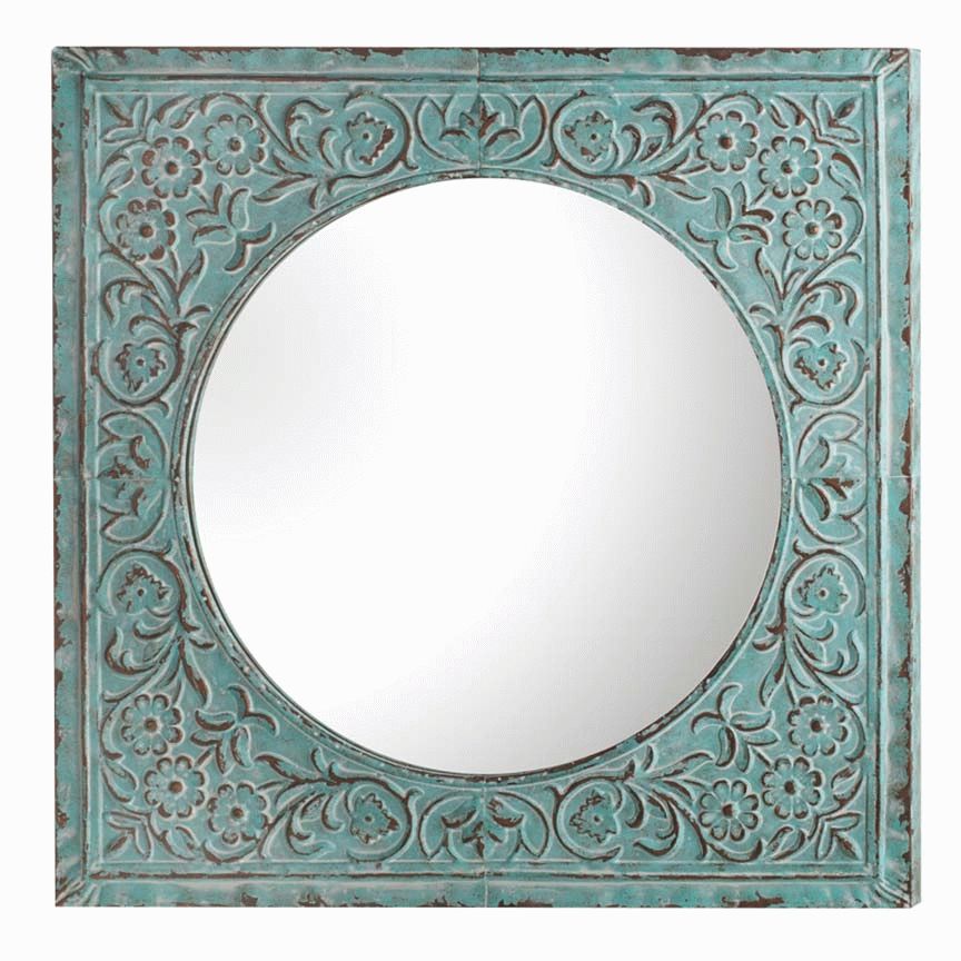 Blue Floral Wall Mirror – 63 120743 Throughout Blue Wall Mirrors (View 7 of 15)