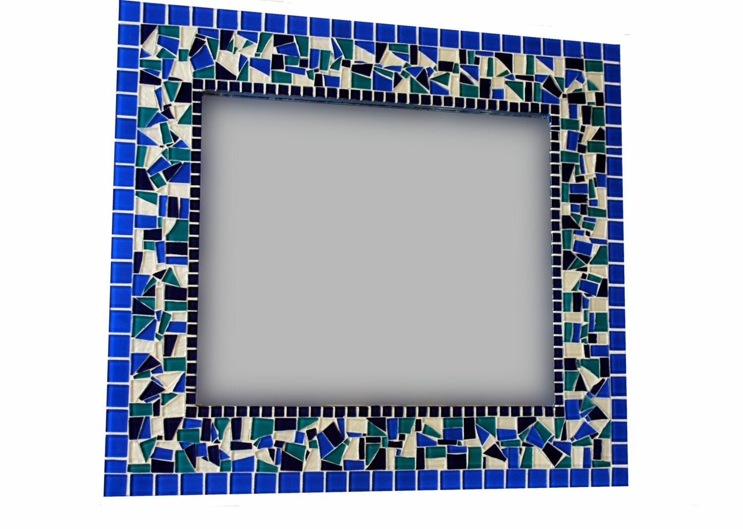 Blue Mosaic Wall Mirror Made To Order Pertaining To Blue Green Wall Mirrors (View 4 of 15)