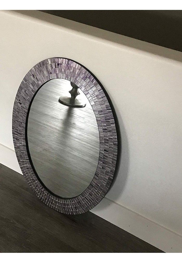 Bohemian Rhapsody Wall Mirror  Purple Rain – Glass Mosaic Decorative Within Silver Oval Wall Mirrors (View 6 of 15)