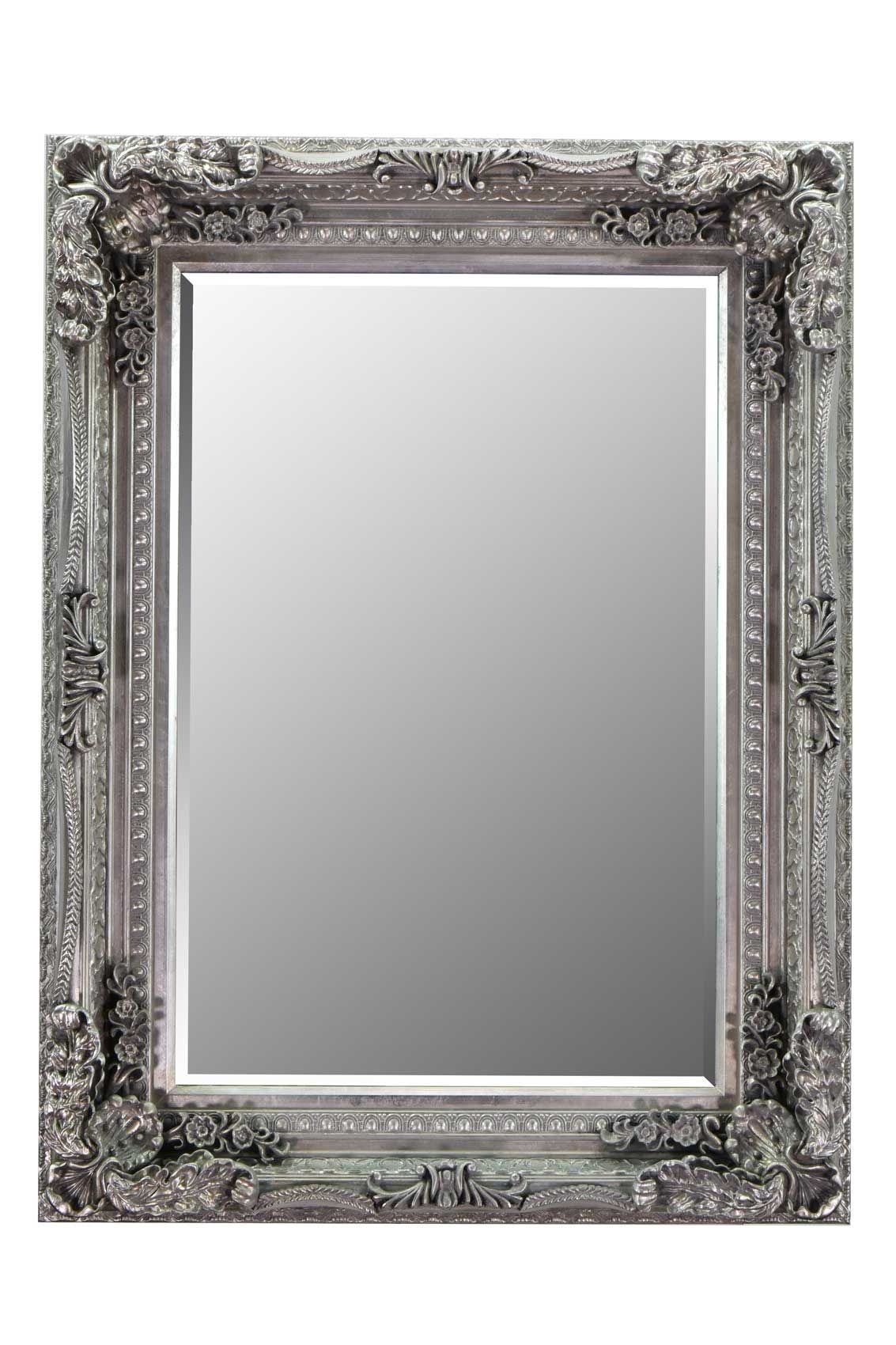 Bordeaux Silver Ornate Wall Mirror 24X36 – Ayers And Graces With Silver High Wall Mirrors (View 6 of 15)