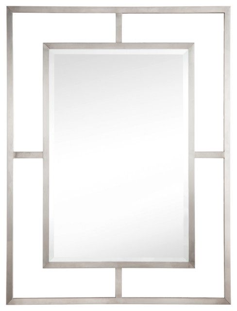 Boston 30" Rectangular Mirror, Brushed Nickel – Contemporary – Bathroom For Ultra Brushed Gold Rectangular Framed Wall Mirrors (View 1 of 15)