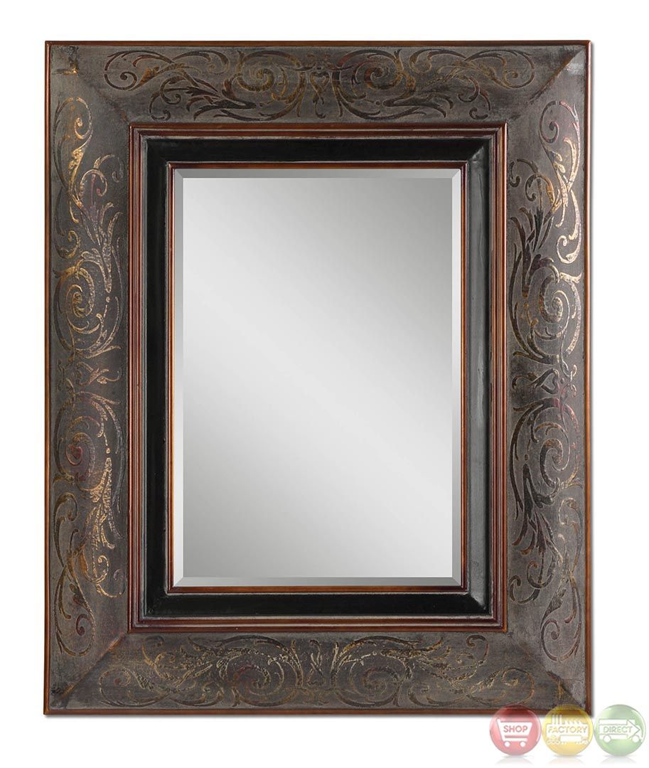 Bovara Traditional Rustic Bronze Mahogany Highlights Mirror 07043 Within Dark Mahogany Wall Mirrors (Photo 1 of 15)