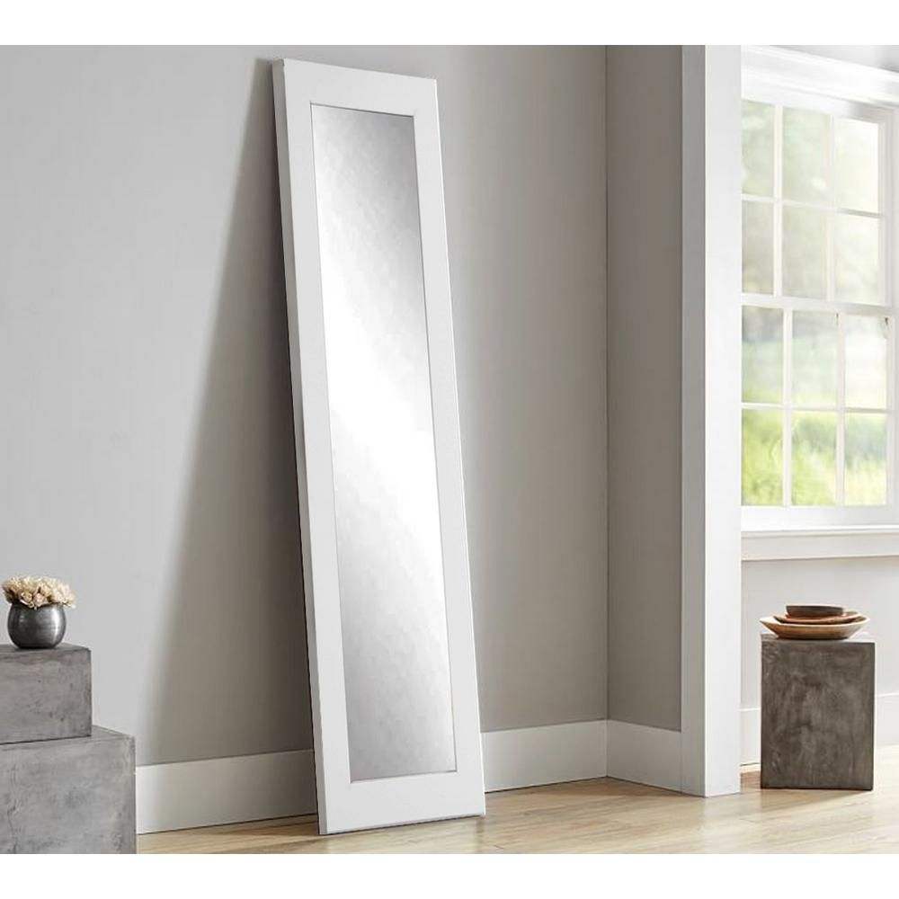 Brandtworks Modern Matte White Full Length Framed Mirror Bm3Skinny Throughout White Wood Wall Mirrors (View 15 of 15)
