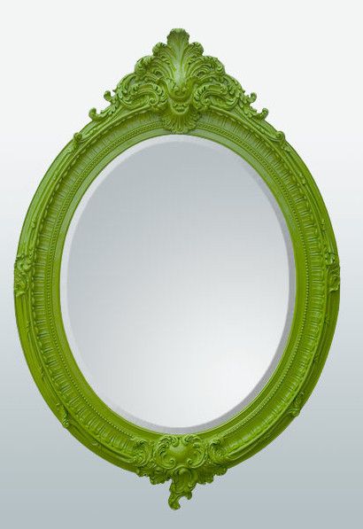 Bright Green Oval Wall Mirror – Contemporary – Wall Mirrors  French With Regard To Blue Green Wall Mirrors (View 15 of 15)