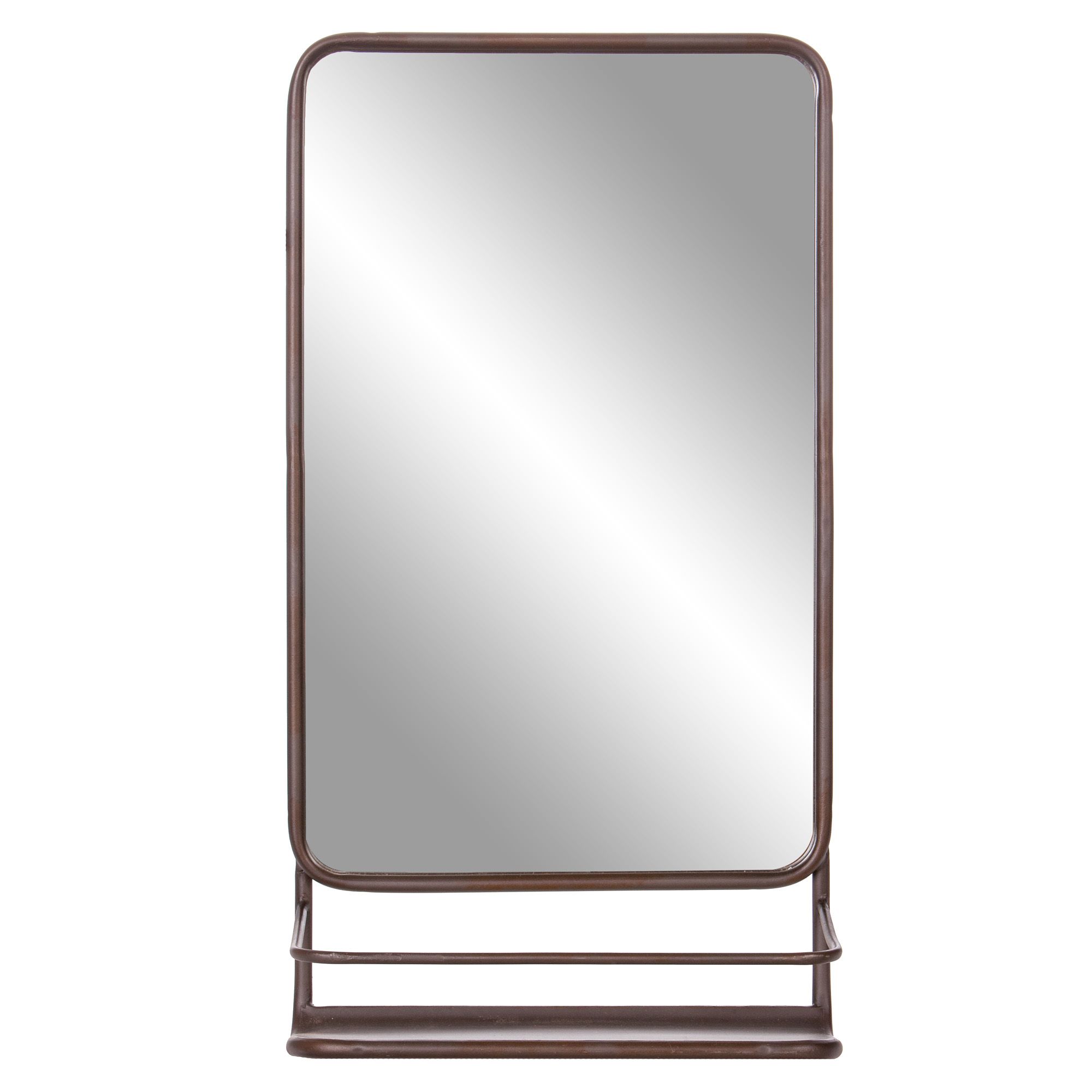 Bronze Metal Wall Accent Mirror With Shelf – Walmart Intended For Woven Bronze Metal Wall Mirrors (View 10 of 15)