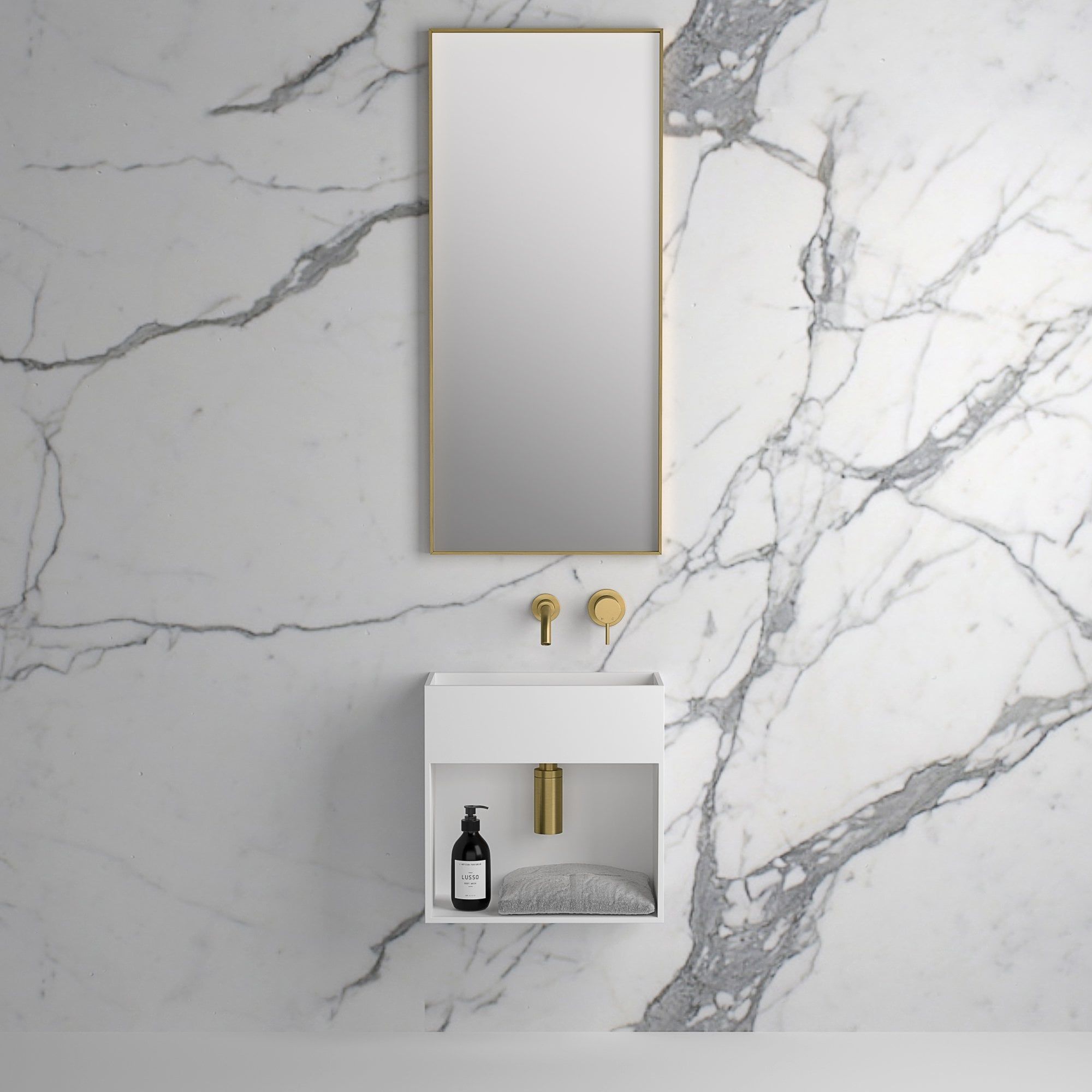 Brushed Gold Metal Framed Bathroom Mirror Within Brushed Gold Wall Mirrors (View 9 of 15)