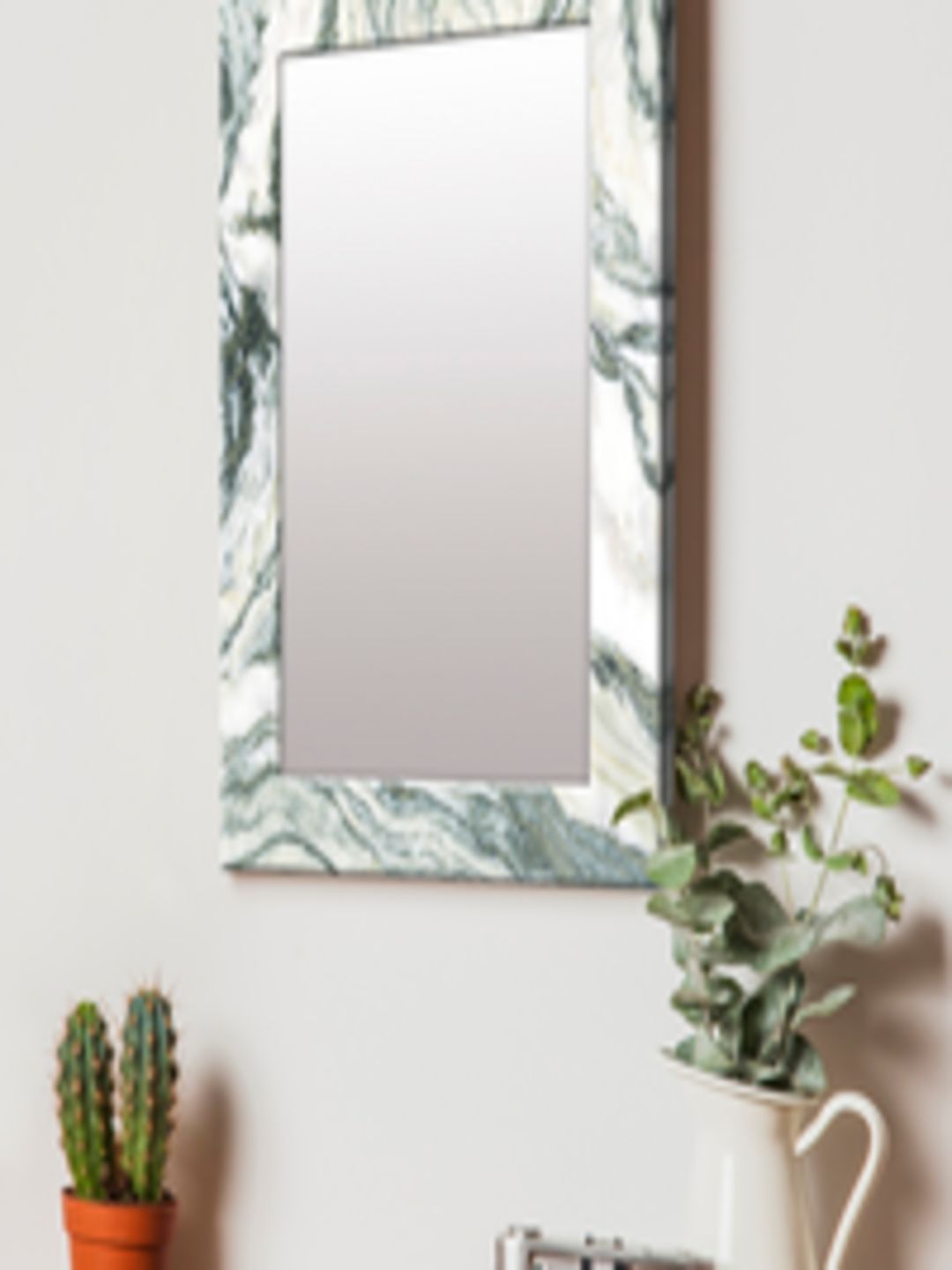 Buy 999Store White & Grey Printed Mdf Wall Mirror – Mirrors For Unisex For Steel Gray Wall Mirrors (View 3 of 15)