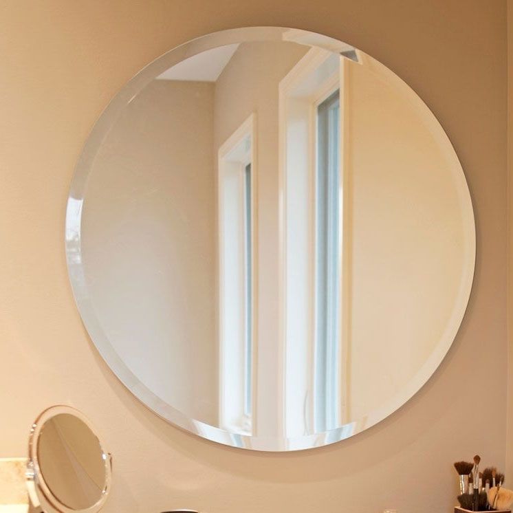 Buy Glass Frameless Round Beveled Edge Wall Mirror 05 Mm Thickness For Throughout Oval Beveled Frameless Wall Mirrors (View 4 of 15)