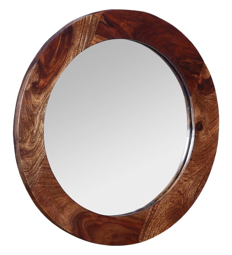 Buy Solid Wood Wall Mirror In Brown Colormade Wood Online – Round Within Organic Natural Wood Round Wall Mirrors (View 10 of 15)