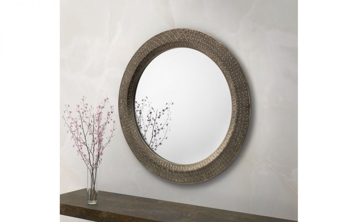 Cadence Round Wall Mirror – Large | Julian Bowen Limited Regarding Scalloped Round Modern Oversized Wall Mirrors (View 5 of 15)