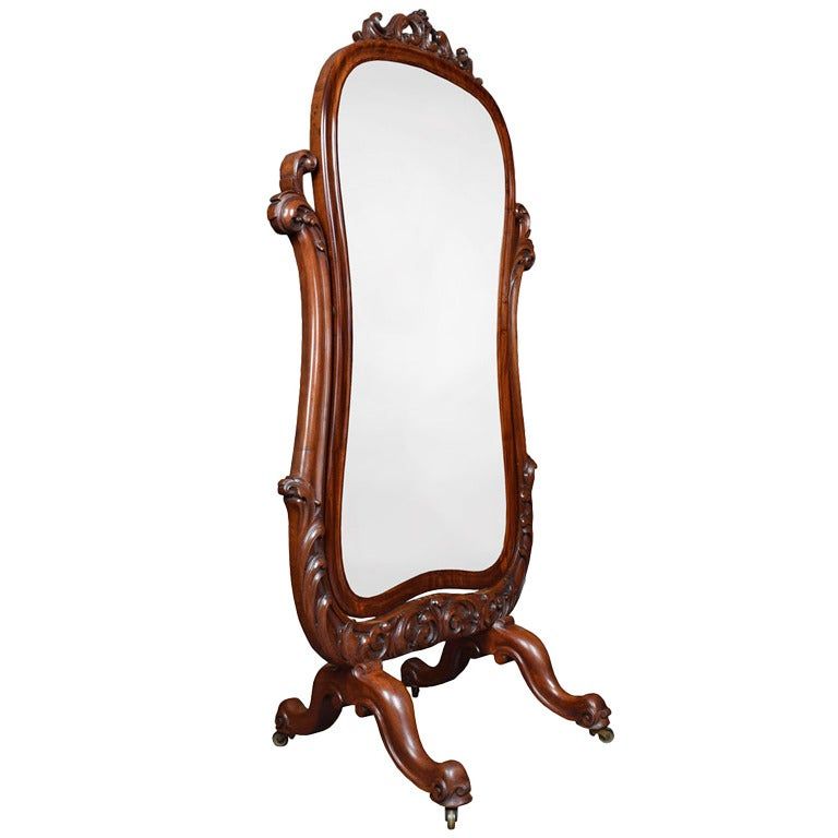 Carved Mahogany Cheval Mirror At 1Stdibs With Dark Mahogany Full Length Mirrors (View 10 of 15)