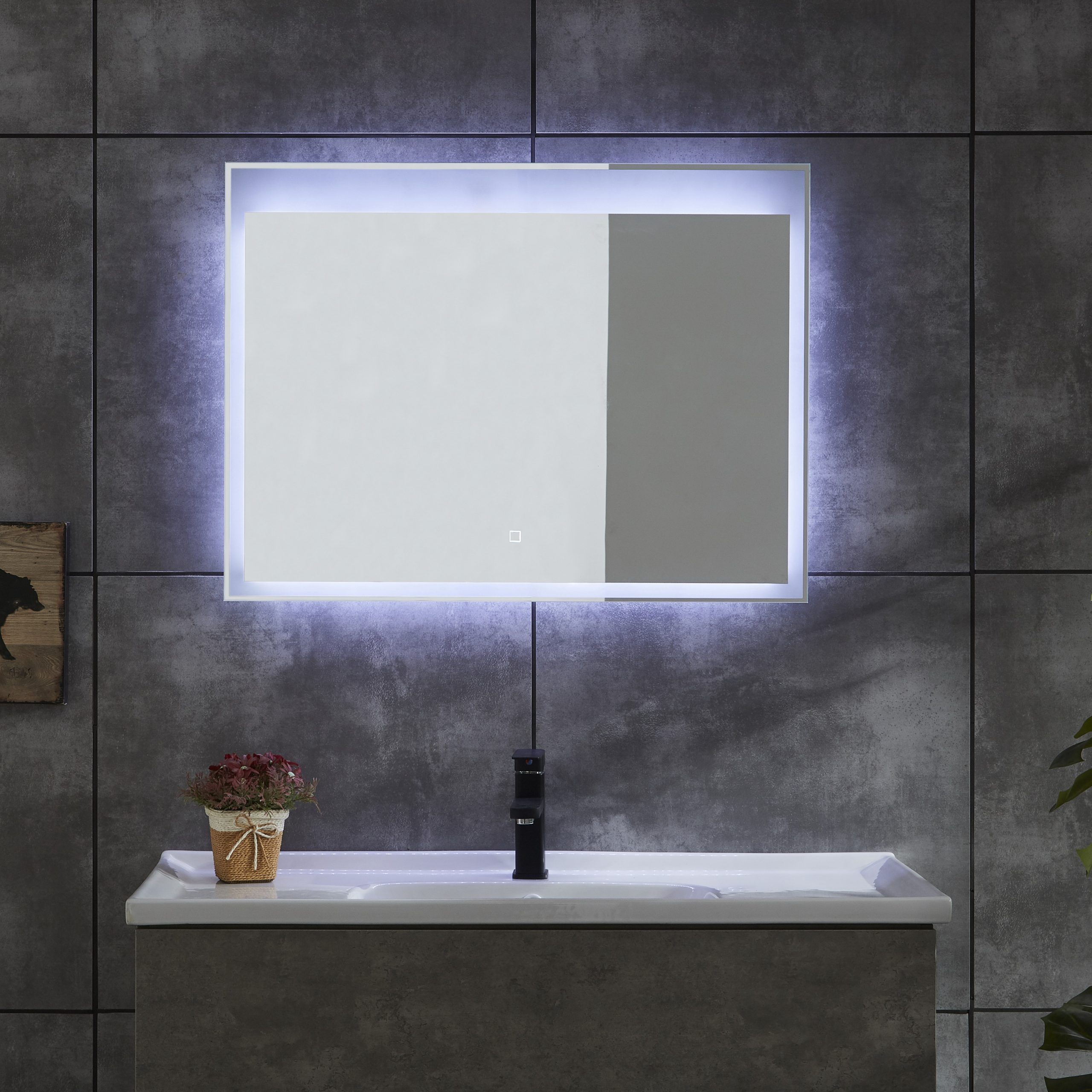 Ce Ip44 New Style 4 Sides Frame Illuminated Led Bathroom Mirror – Buy Pertaining To Led Backlit Vanity Mirrors (View 3 of 15)