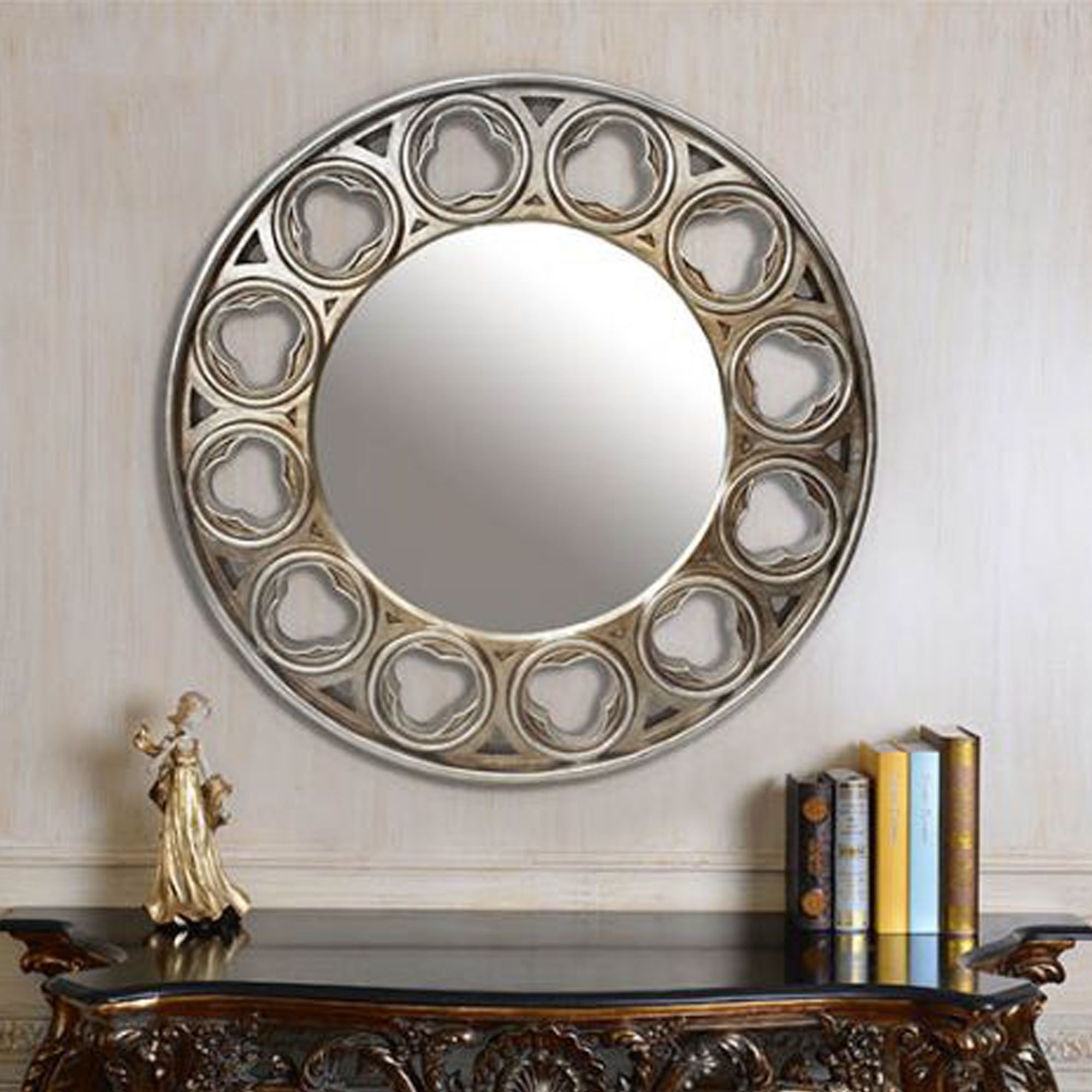 Celtic Round Mirror  Silver| Wall Mirrors | Contemporary Mirrors Regarding Scalloped Round Wall Mirrors (View 3 of 15)