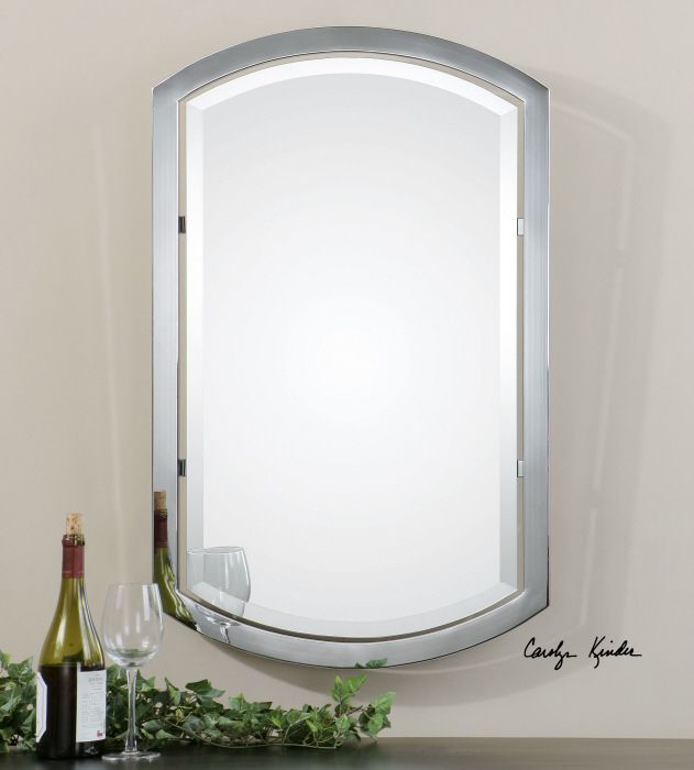 Chrome Bathroom Arched Metal Wall Mirror Large 37" Vanity 759526402231 Throughout Arch Oversized Wall Mirrors (View 8 of 15)