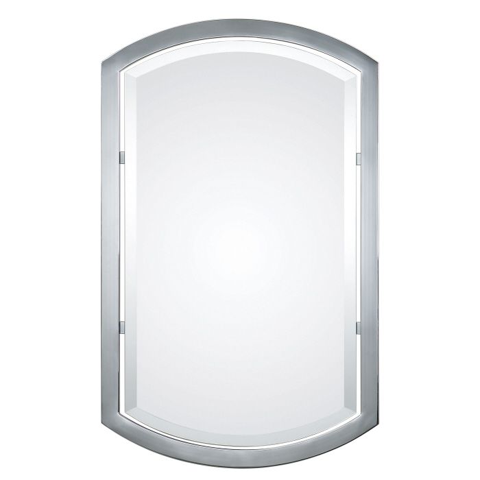 Chrome Bathroom Arched Metal Wall Mirror Large 37" Vanity 759526402231 With Arch Oversized Wall Mirrors (View 11 of 15)