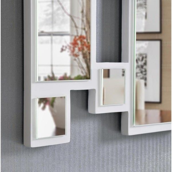 Collage 39X28 Glossy White Wall Mirror – Overstock – 5571700 With Regard To Glossy Blue Wall Mirrors (View 13 of 15)
