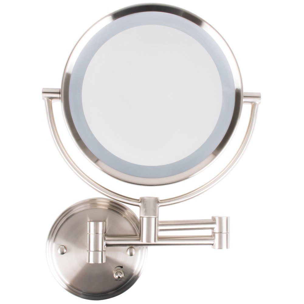 Conair Be11Wd Wall Mount Mirror Lighted Brushed Nickel Regarding Nickel Floating Wall Mirrors (View 12 of 15)