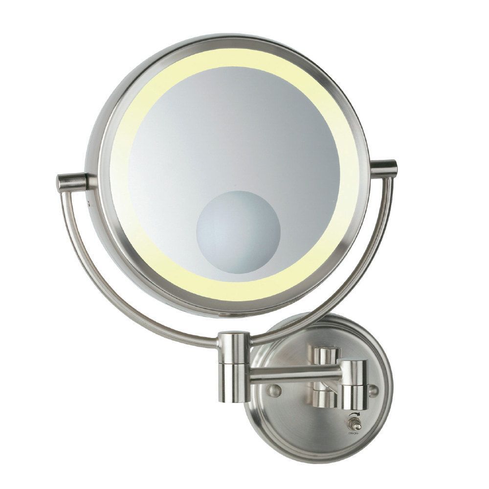Conair Be11Wd Wall Mount Mirror Lighted Brushed Nickel | Wall Mounted Pertaining To Brushed Nickel Wall Mirrors (View 4 of 15)