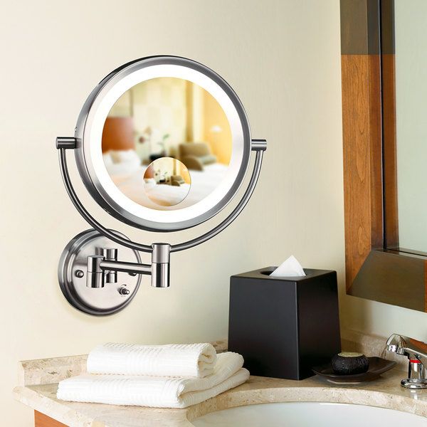 Conair Be11Wd Wall Mount Mirror Lighted Brushed Nickel With Regard To Brushed Nickel Wall Mirrors (View 10 of 15)